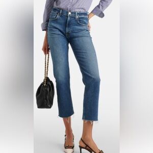 New Citizens of Humanity High Rise Fray Ankle Blue Jeans Daphne Stovepipe 31